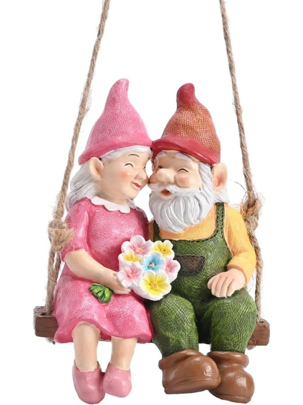 Charming Gnome Couple Garden Decor - Waterproof Resin Swing Ornaments, 6